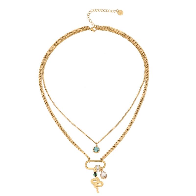 

Fashionable Adjustable Chain Portable Necklace with Moonstone Emerald Pendant Lobster Claw Closure Craft Supplies