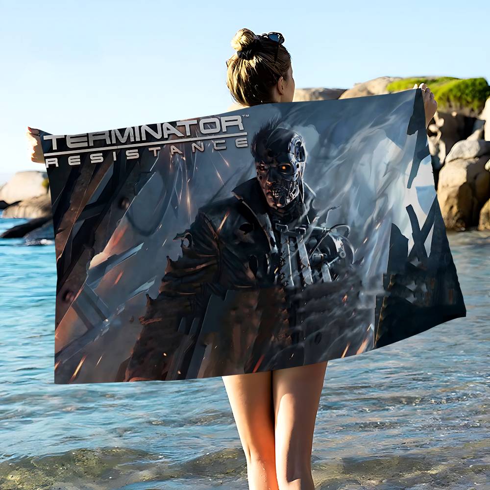 Anni '80 Film TV The T-Terminator Asciugamano da Spiaggia in Microfibra Assorbente Asciugatura Rapida Morbido Yoga Nuoto Resort Arrampicata su Montagna Asciugamano