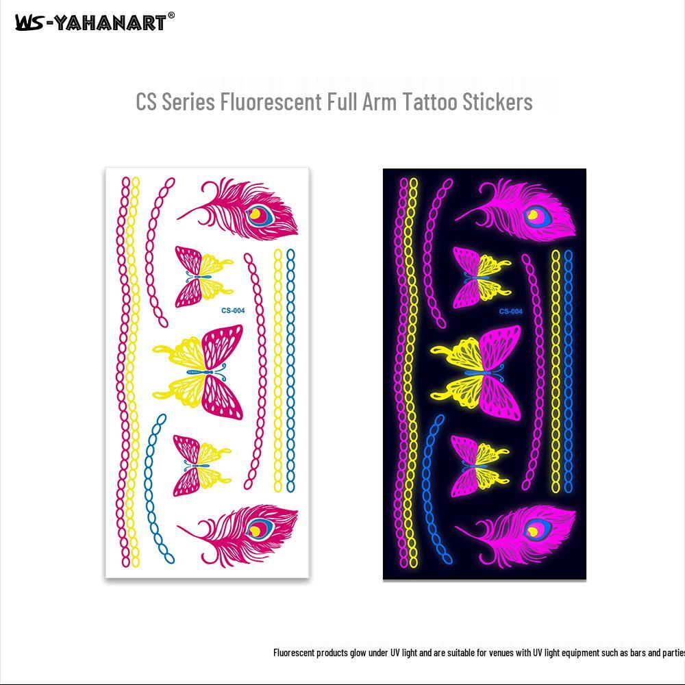 Fluorescent Waterproof Full Arm Feather Tattoo Sticker (Face/Body) - American Style in Stock