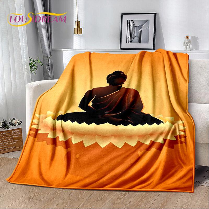 Buddha Sakyamuni Buddhisme Tro Religion Blødt Plys Tæppe, Flanel Tæppe Kastetæppe til Stue Soveværelse Seng Sofa Bed