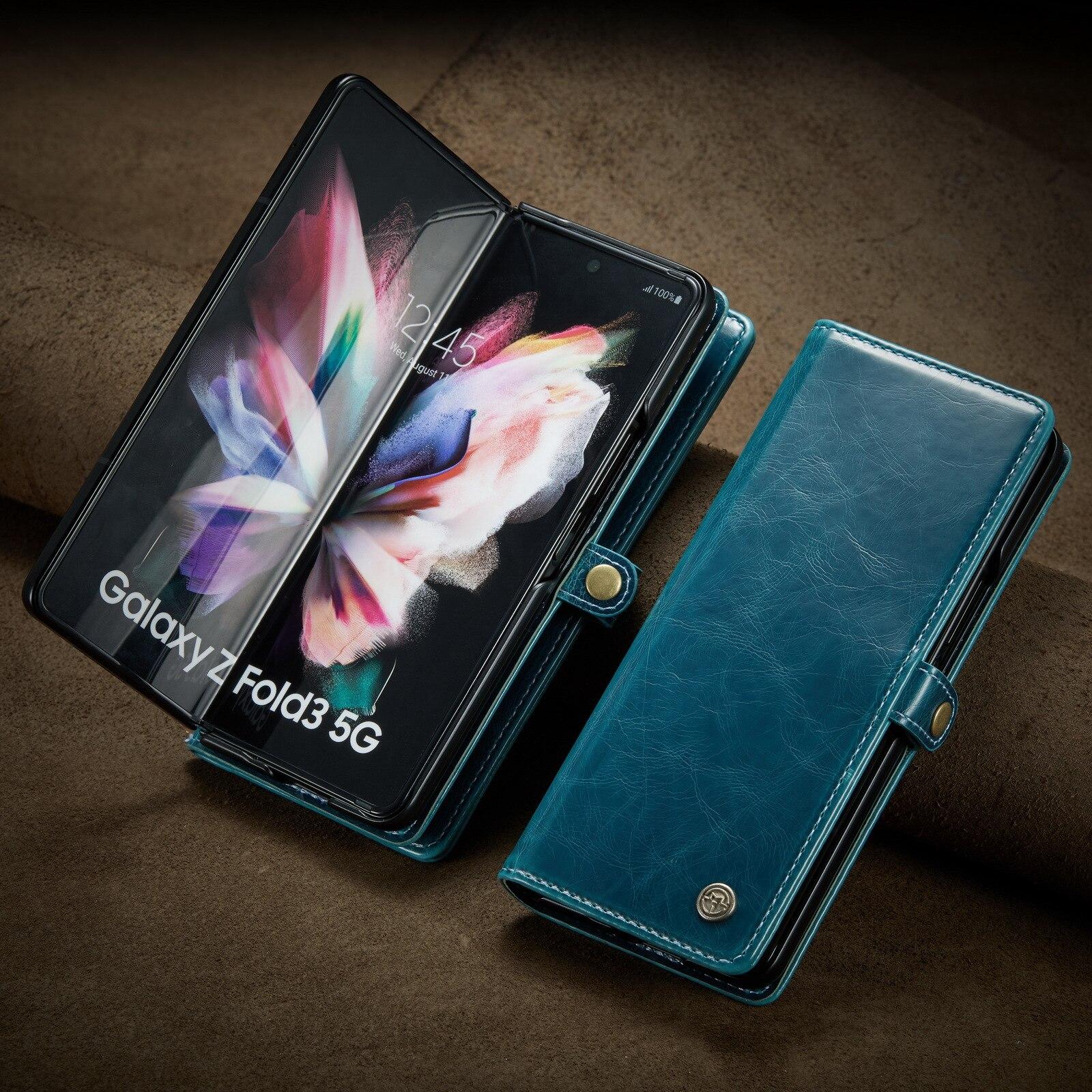 

Флип-кожаный защитный чехол для Samsung Galaxy Z Fold3 Fold 3 5 5G Fold4fold 4 zfold4fold5 Противоударный держатель для карт Чехол для телефона Fundas Samsung Z Fold 5 синий