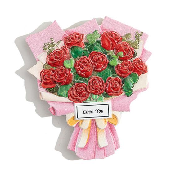 Simulated Bouquet Refrigerator Magnet Resin Flower Fridge Magnet Home Office Kitchen Cabinet Locker Whiteboard Decoration