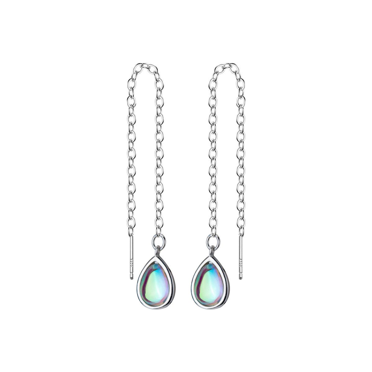 

Genuine 925 Sterling Silver Water Drop Dangle Earrings for Women Charm Gold Color Rainbow Opal Fashion Jewelry Bijoux