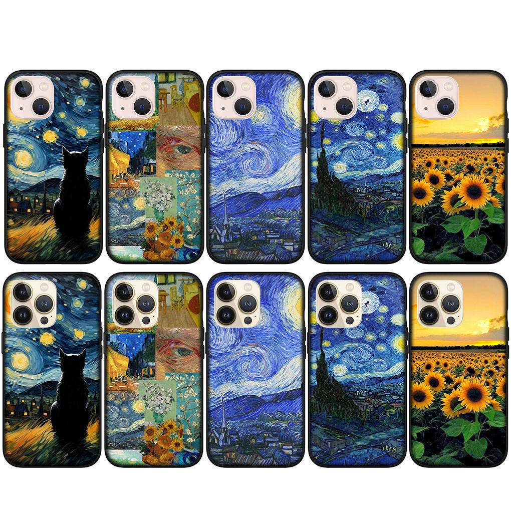 Para iPhone 16 15 Xiaomi Redmi Note 13 12 11 Pro Max X 9 14 Plus XR Samsung Galaxy A15 S24 S23 Huawei OPPO Starry Night Sunflower Van Gogh Capa de telefone