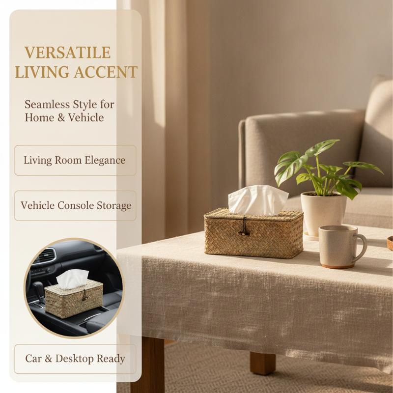 Fashion Imitation Rattan Woven Tissue Box Large Capacity Vintage Napkin Holder Paper Towel Box Office