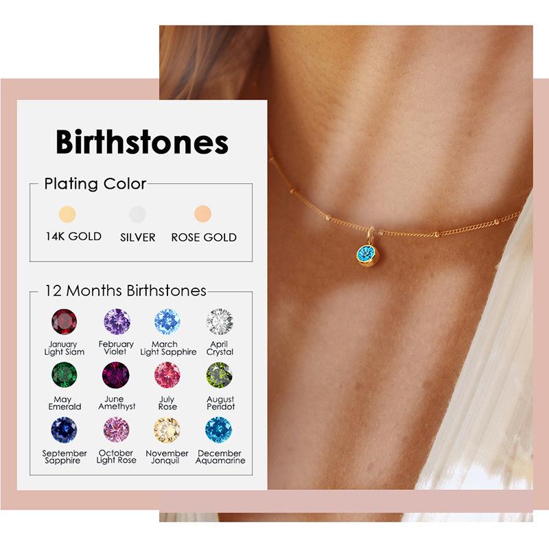 December Birthstone Rhinestone Pendant Necklace - European Women's Fashion