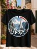 Norway Heia Graphic Round Fjord Scene With Sailboat Mountain Cliffs Seagulls And Norwegian Flag Unisex All Tshirt