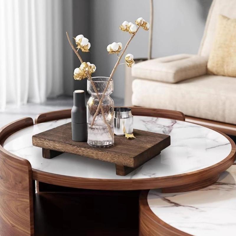 Retro Holztablett Sockelständer Badezimmerdeko Waschtisch Hände Seife Duftkerze Aufbewahrung Küche Gewürzhalter