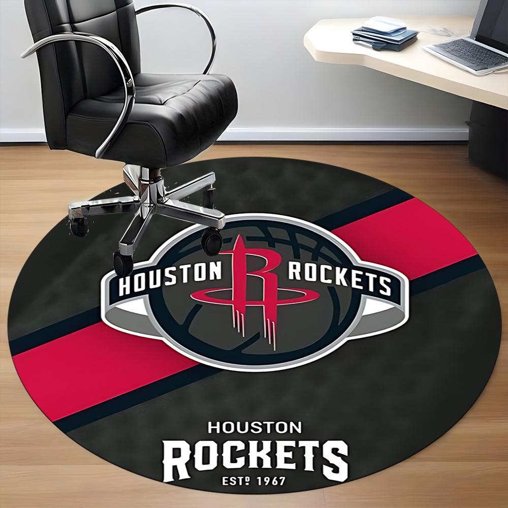 1pc Rockets Houston Office Round Area Rug, Indoor Mat Suitable For Office, Bedroom Living Room Home Decor, Room Deco, Offic A0926209
