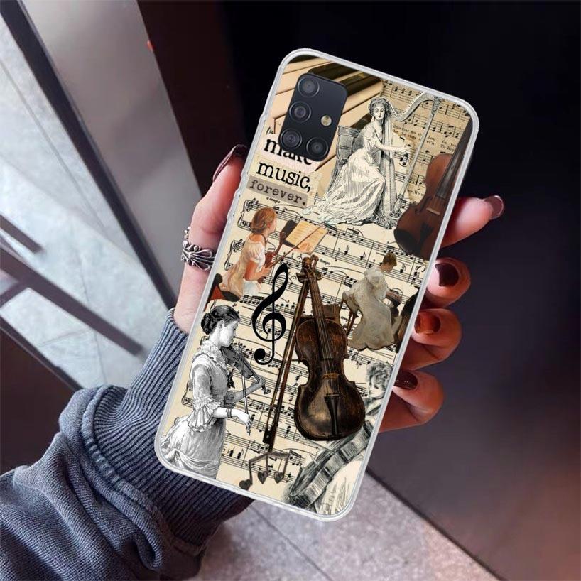 Music Violin Phone Case For Samsung Galaxy A52 A51 A50S A32 A22 A12 A02S A72 A71 A31 A70 A30S Note 20 Ultra 10 Plus S10 Galaxy A