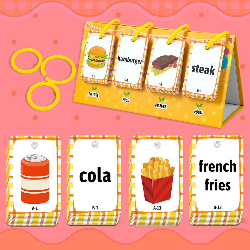 92 Food Desktop Cards, Word Cognition, Early Learning, Graphic Education, Parent-Child Interaction, Three-Dimensional Cards