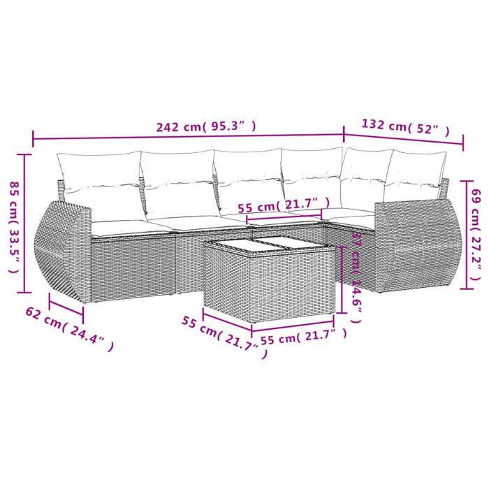 VidaXL Garden Lounge Set with Cushions 6 Pcs, Patio Sofas, Patio Furniture Set, Outdoor Furniture, Grey 3221339