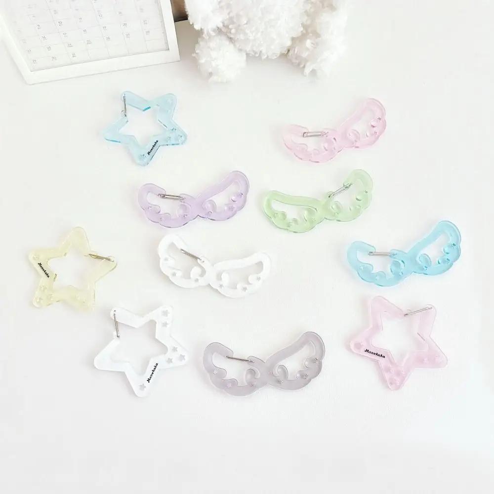 New Wings Stars Shape Carabiner Acrylic Candy Color Card Holder Keychain Multipurpose Keyring Hook