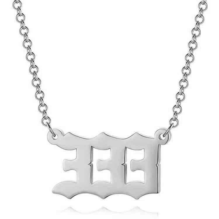 Stainless Steel Angel Number Lucky Numbers Necklaces 111 222 333 444 555 777 888 999 666 000 Women Pendant Necklace