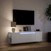 Vidaxl Ścienna Szafka Tv Z Led, Biała, 135X31X39,5 Cm