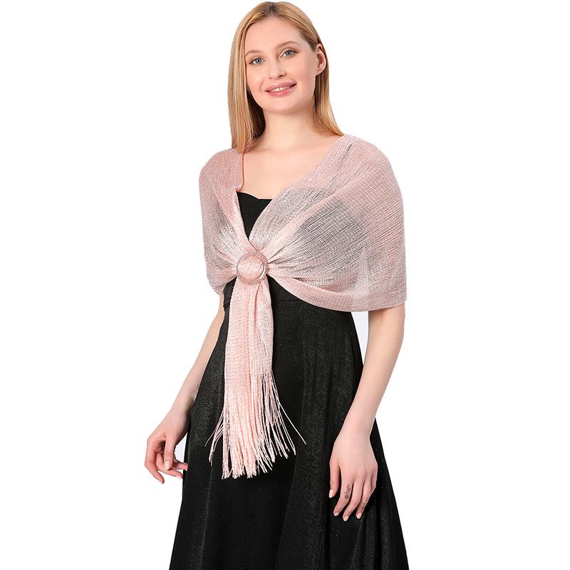 Gold- & Silberfaden-Schal: Braut-, Brautjungfern-, Abschlussball-, Partykleid-Accessoire mit Schnalle