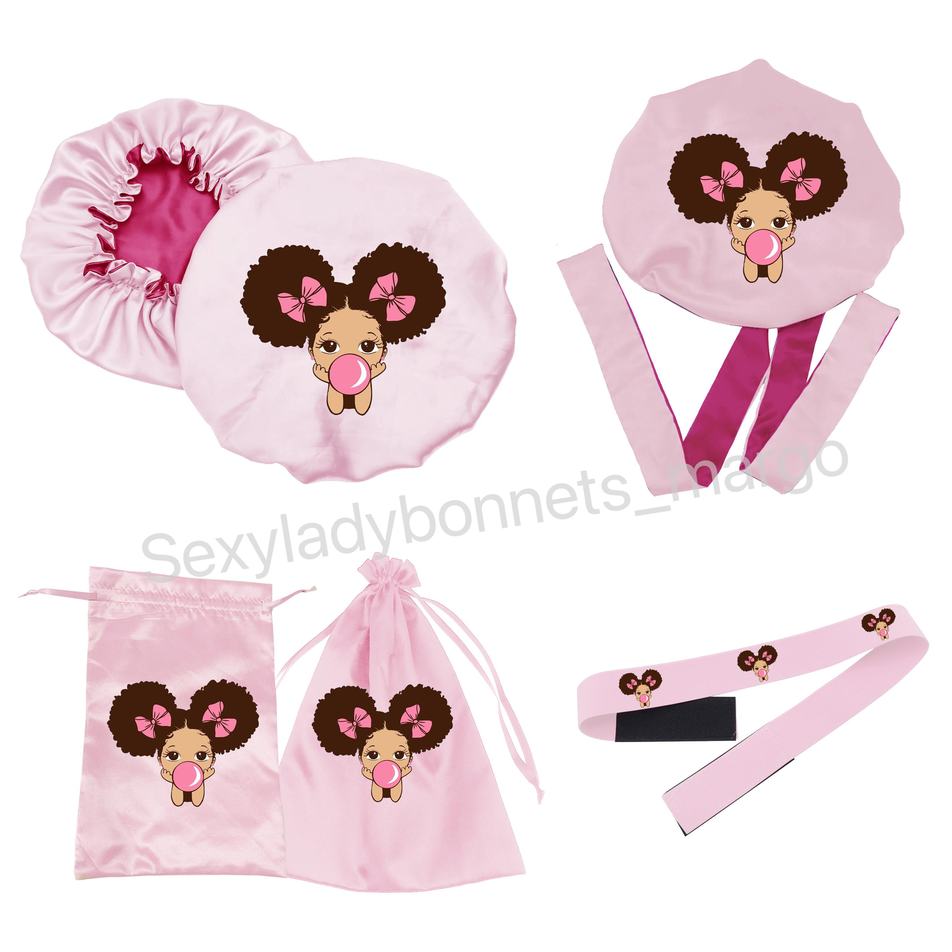 Private Label Silk Hair Sleep Bonnets and Satin Hair Wraps Women Design Bonnets and Durags Sets with logo Custom чёрный