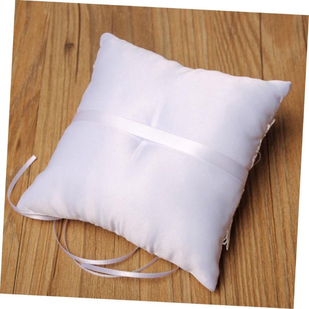 Embroidery Ring Bearer Pillow White Wedding Ring Pillow  Wedding Ceremony Accessory