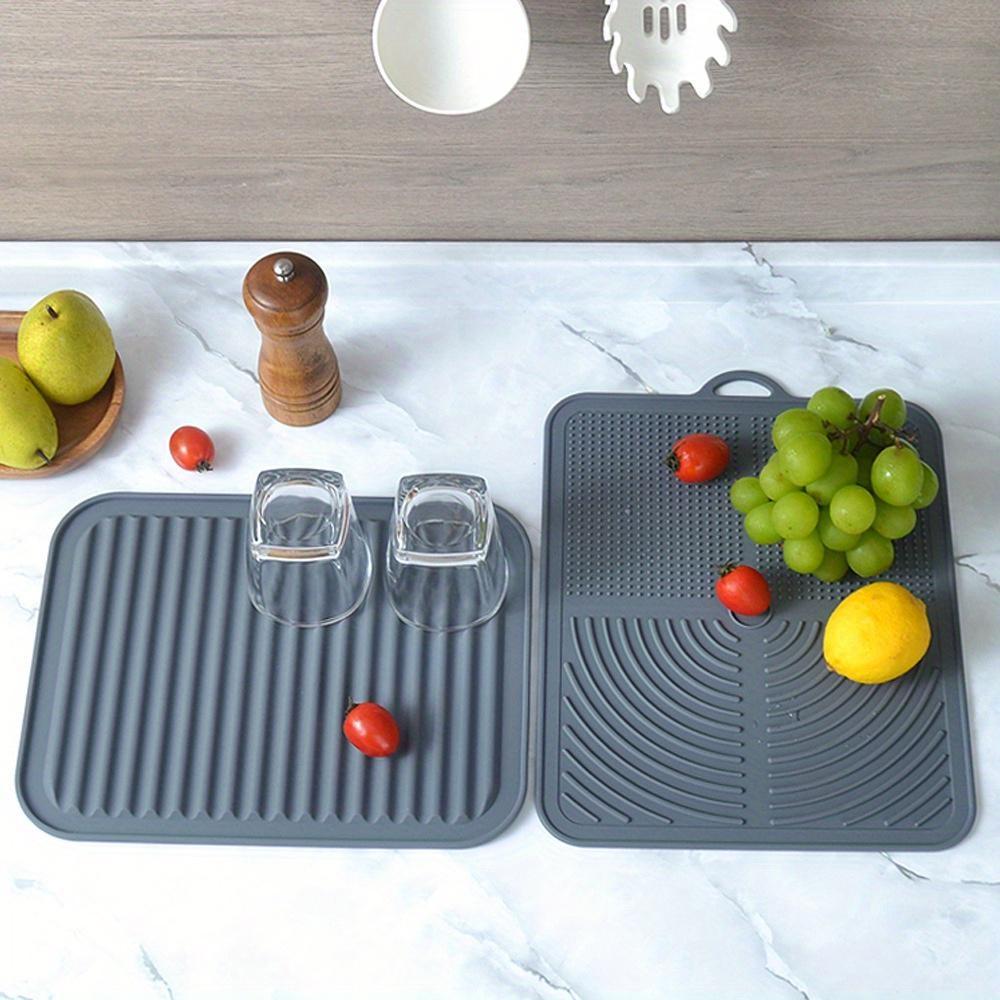 Kitchen Silicone Drainage Mat Large Countertop Bowl and Dish Water Filter Mat Household Anti Slip Cutting Board Fixing Mat, Anti Scalding and Thermal