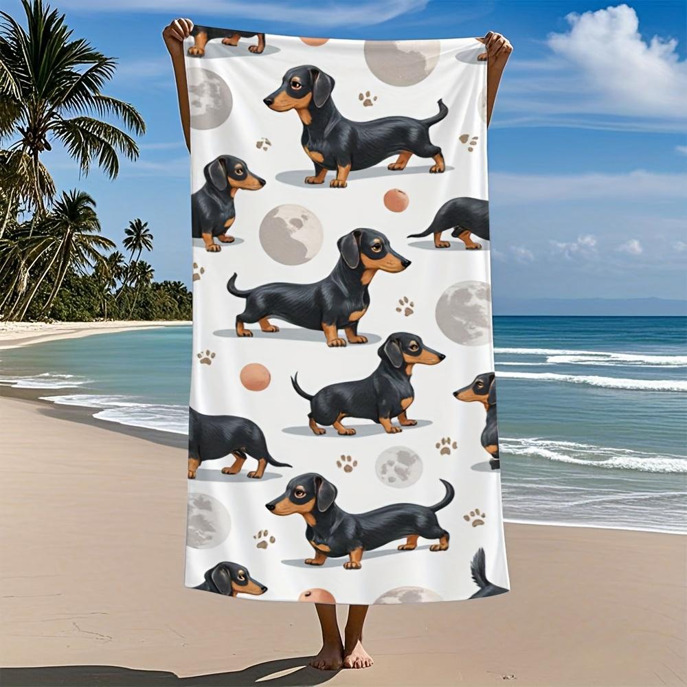 Serviette de plage Dogue Dachshund Mignonne Serviette de bain Graphique de Chien Saucisse Amusant Grande Serviette de Voyage Cadeau Unique pour les Amoureux de Chiens Wiener Fans d'Animaux