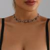 Elegante herzförmige Anhänger-Halskette aus schwarzem Obsidian mit Legierungskette für sie, Geschenk zum Valentinstag oder für besondere Anlässe