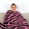 Pink Leopard Print Throw Blanket Zebra Skin Warm Plush Blankets for Kids Adults Teen for Sofa Couch and Bed