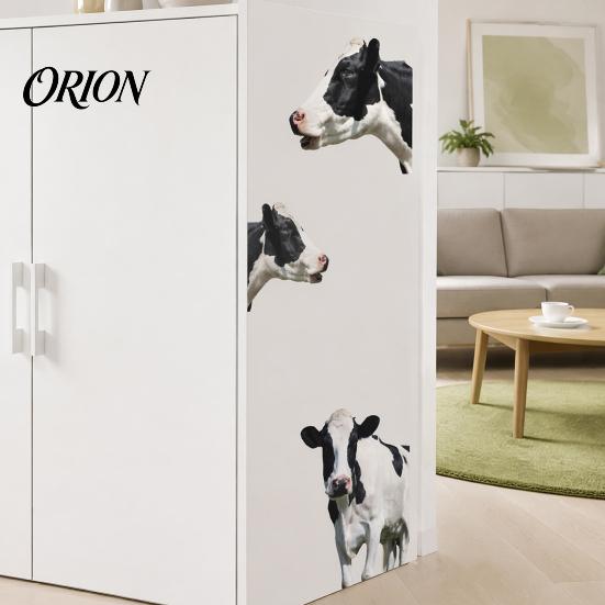 Waterproof PVC Wall Decor for Bathroom Realistic Milk Cow Stickers, Decal,3D Animal Door Decorative Murals Nursery Peel And Stick Art Home Bedroom
