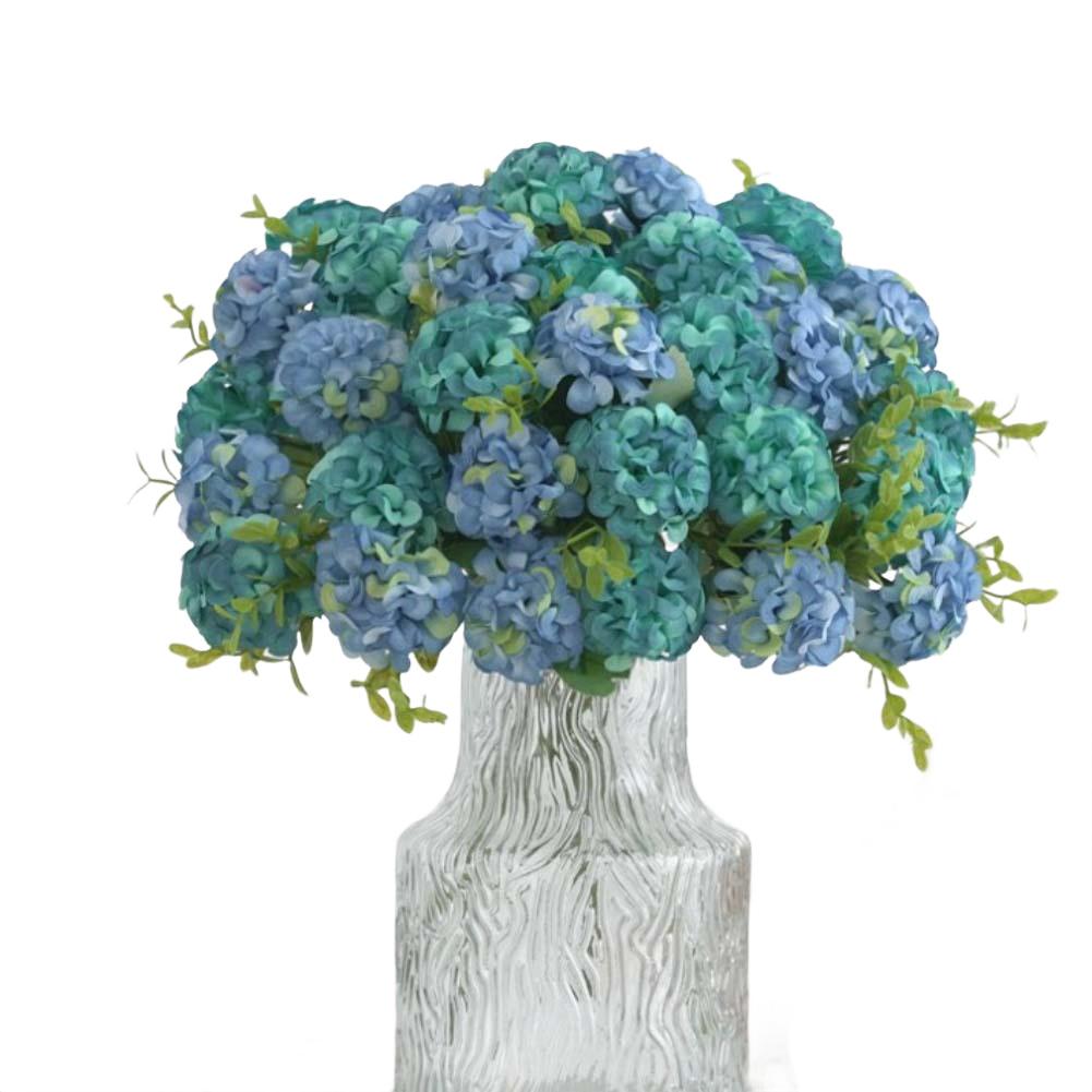 Artificial Hydrangea Silk Flower Bouquet Fading Resistant синий