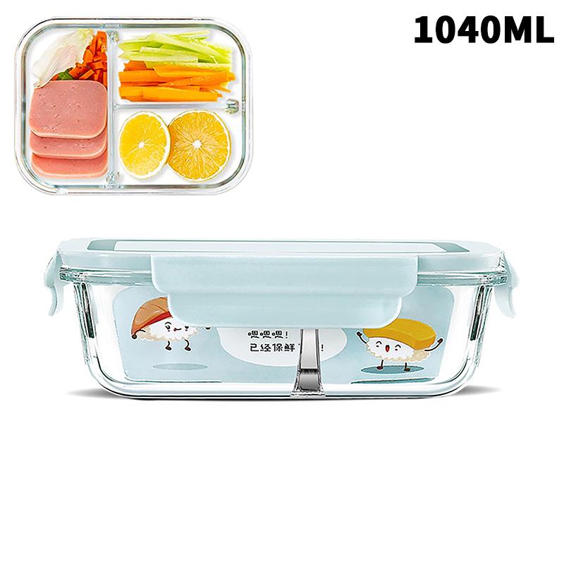 1/2/3 Fack Förtjockad Läckagesäker Mikrovågsugnssäker Matlåda Hög Borosilikatglas Bento-låda Med Lock Lufttäta Matlådor