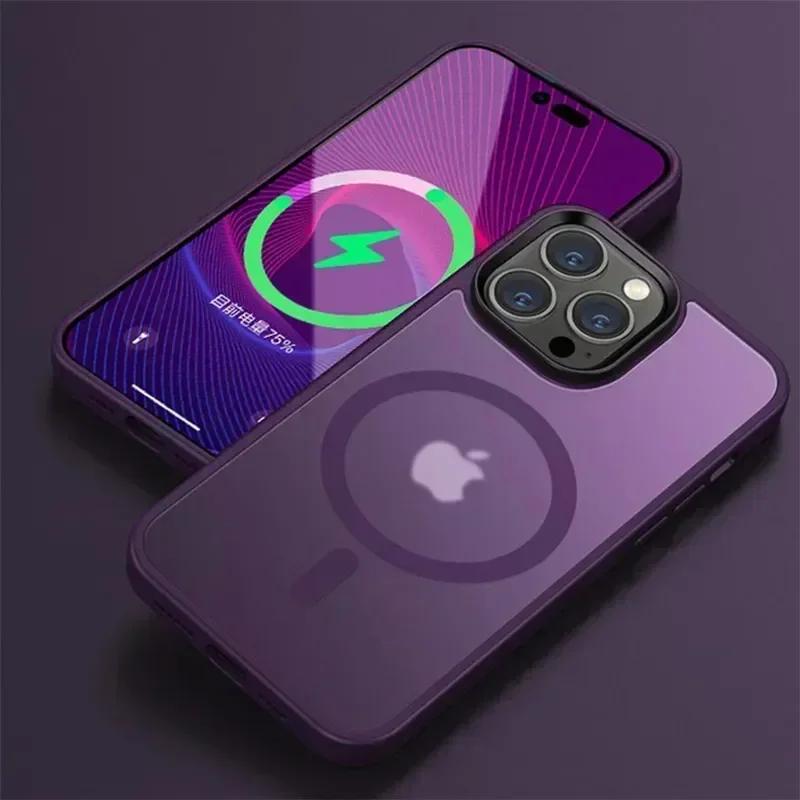 Shockproof Matte Transparent Phone Case For iPhone 17 Pro 16 13 11 12 14 15 Pro Max For Magsafe Magnetic Wireless Charging Cover