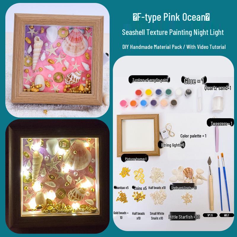 Kit Pittura con Cornice Texturizzata a Conchiglie 3D da Spiaggia - Ornamento Creativo e Regalo di Capodanno