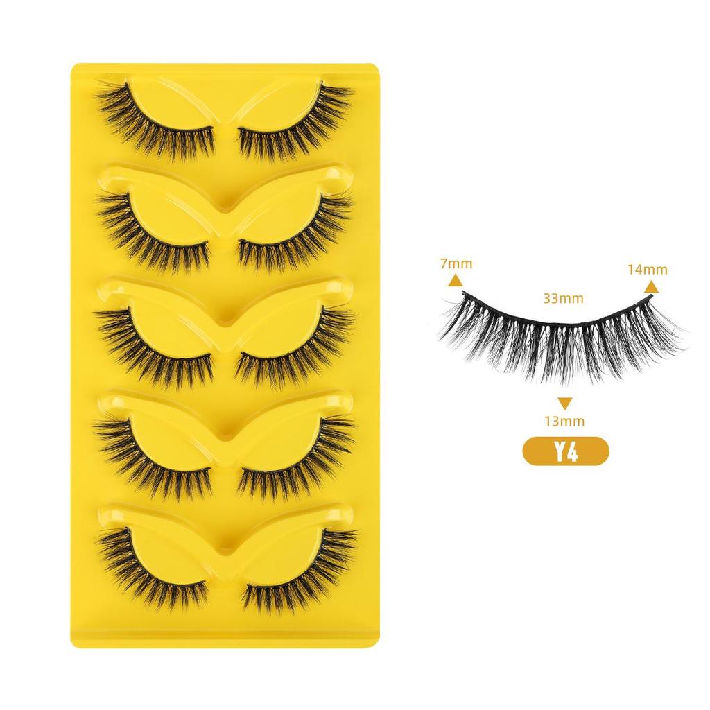 Five-Pair Set of Thick, Curly, 3D Fox-Eye Cat-Eye False Eyelashes