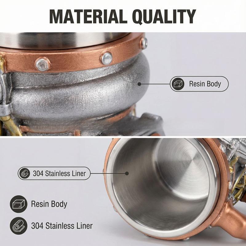 Creative Engine Turbo Design Mug Resin Stainless Steel Tumbler Unique Office Coffee Cup Personalized Home Drinkware Gift for Car
