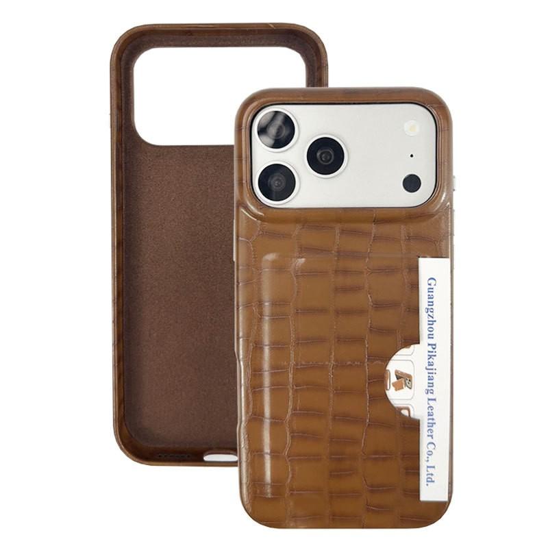 Luxury Crocodile Texture PU Phone Case IPhone 17 Pro 16 Max With Card Slot Full Coverage Business Style