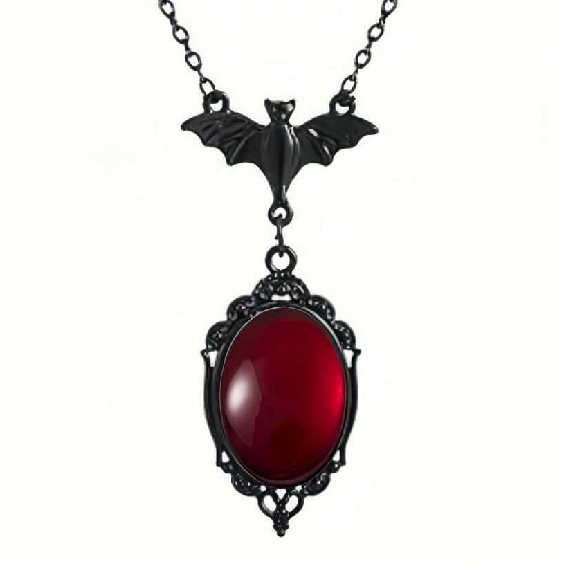 Gothic Bat Necklace For Women With Vampire Pendant And Cross Chain Style