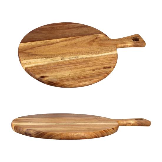 Wooden Charcuterie Board Kitchen Cutting Board with Handles Rectangular Round Serving Tray for Slicing Fruit Meat Cheese Bread