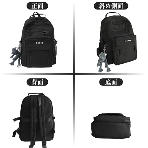 [RAKEE] Women's Backpack, Large Capacity, Town Backpack, Business Backpack, Black, Outdoor, Boys, Girls, School Backpack, High School Students, Commut