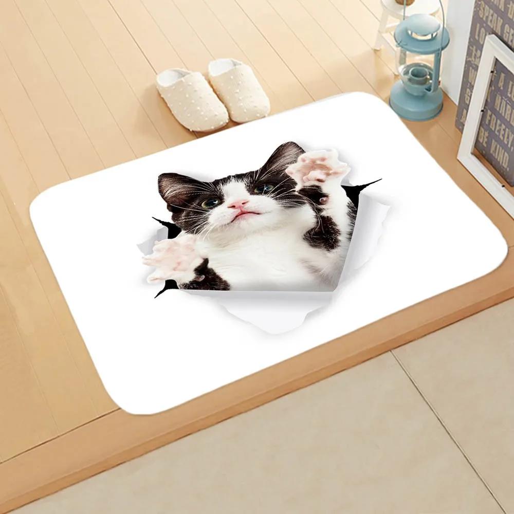 Cute Cat Dog  Pattern New Entrance Floor Mat Bathroom Absorbent Foot Door Mat Horror Skeleton Decoration Nonslip Area Foot Mats