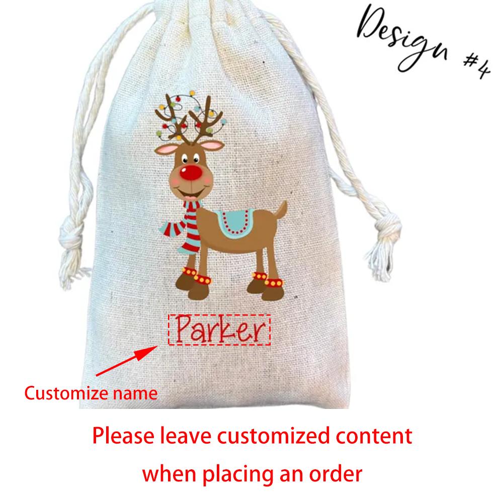 Personalized Reindeer Christmas Gift Bags Merry Xmas Favor Bag Goodie Bag Santa Claus Holiday Gift Claus Children's Party Favors