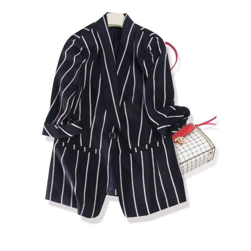 

Jacket Women Gao Angry Push Force Rolled Sleeves Capable Suit Navy blue 3XL