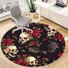 1pc Skull Roses Bats Pattern Office Round Rug, Carpet for Office, Gaming, Lightweight Round Floor Mat Yy260208090