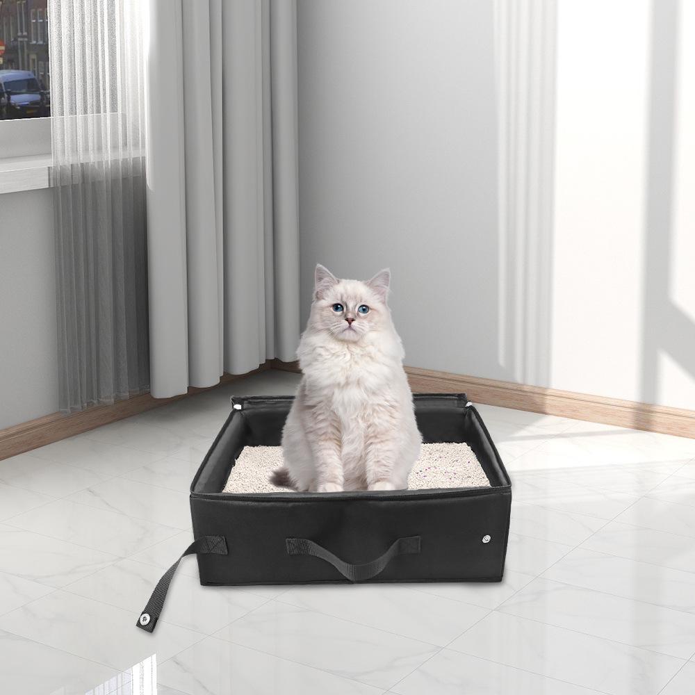 Faltbare Katzentoilette mit Deckel & wasserdichter Tasche - 600D, leicht zu tragen für Reisen