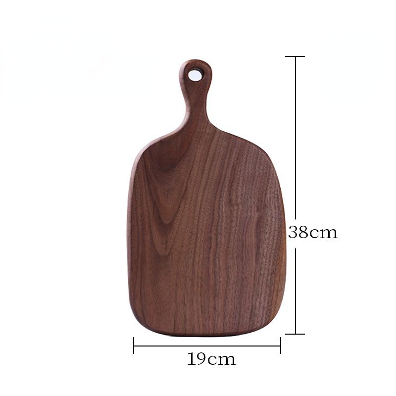 Tabla de cortar de madera de forma irregular para pan, verduras, frutas, tabla de madera de nogal negro macizo para alimentos, filetes, charcutería, tabla para queso de cena con agujero
