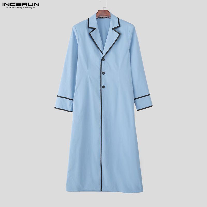 INCERUN Pánské klopové sako s dlouhým rukávem, prošívané, s otevřeným předním dílem, dlouhé blejzrové kabáty