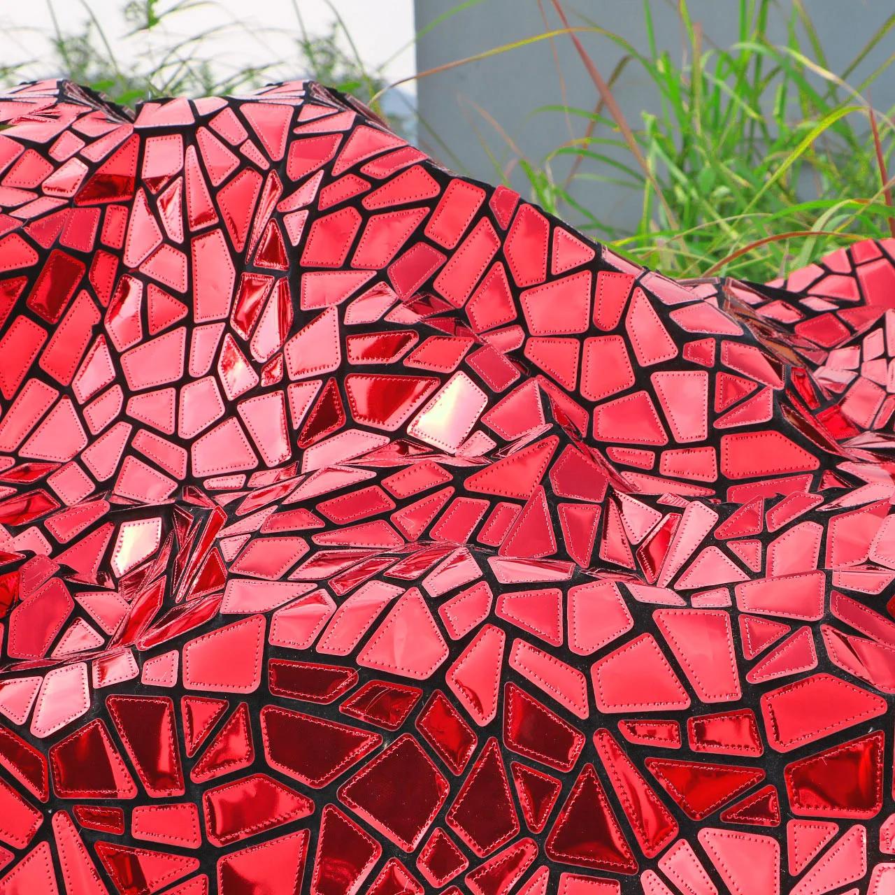 

1x1.2M ромбовидная лазерная блестящая полиэстеровая бархатная ткань, вышивка блестками, дизайнерские ткани для самостоятельного изготовления сценических костюмов 100x120cm