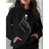 Unisex Y2k Finger Heart Print Long Sleeve Sweatshirt Funny Gothic Kangaroo Pocket Hoodies Women's Casual Vintage Hooded Clothes