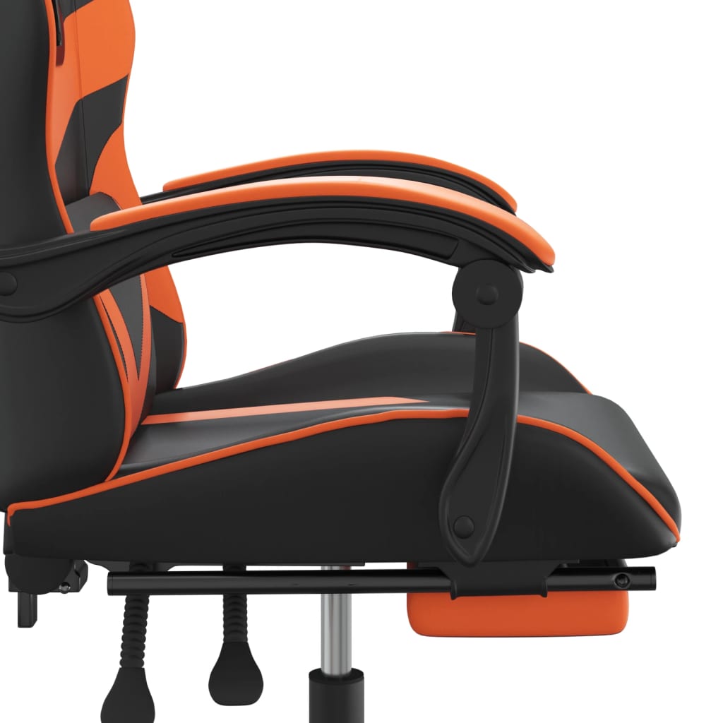 Gaming Chair with Footrest Swivel Black & Orange PU Leather
