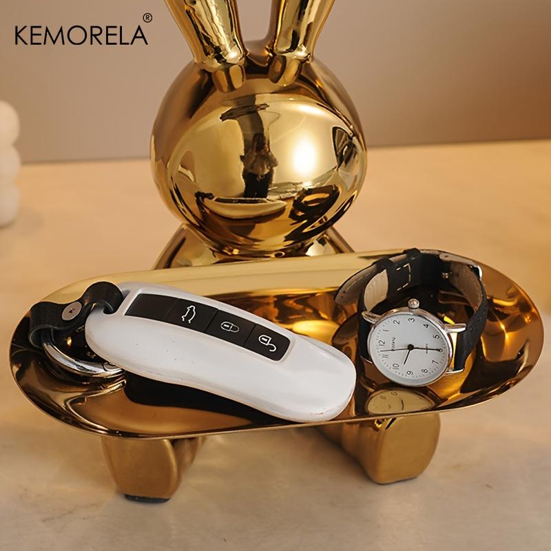  Rabbit Key Storage Ornament Ceramic Material Figurine Ornament Home and Living Room Decoration Item Storage Ornaments