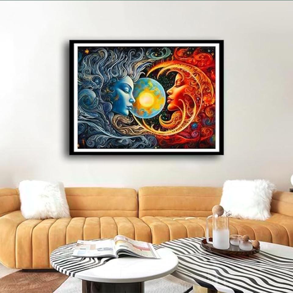 DIY 5D Diamant Malerei Kunst Kit Der Mond Und Die Sonne Handwerk Geschenk für Handgemachte Home Decors Strass Kreuz Stich 2024 Neue