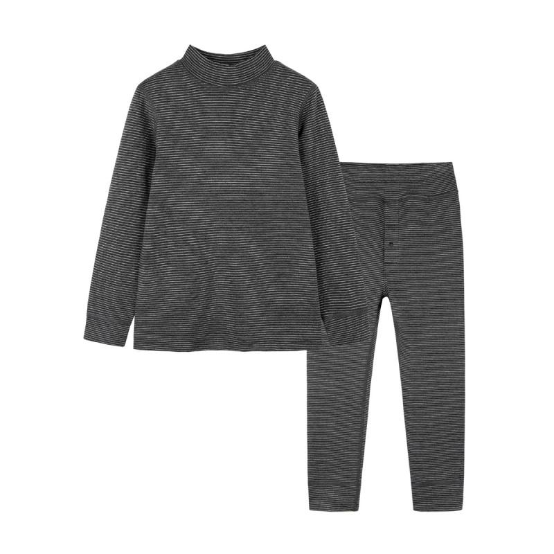 Yingshi Boys' Autumn/Winter Striped Simple and Versatile Warm Underwear Set